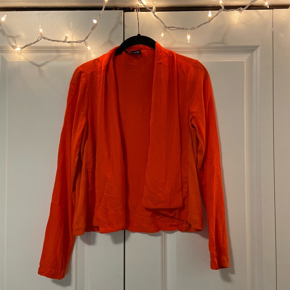 Splendid orange cardigan with fun sleeve detail
